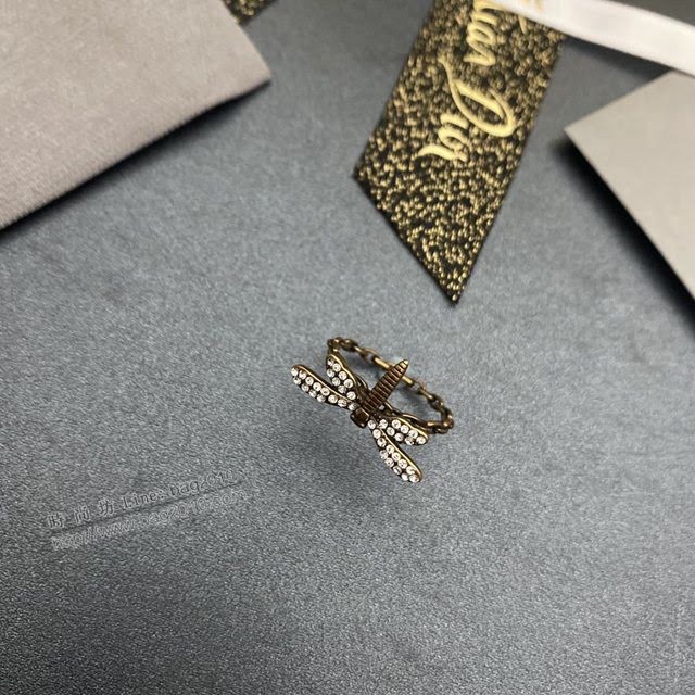Dior飾品 迪奧經典熱銷款古銅色蜻蜒戒指  zgd1095